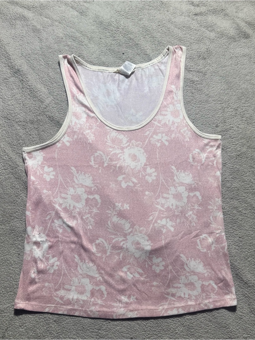 Lucky Brand Shirt Womens Large Pink Floral Soft Tank Top Loungewear Pullover Tee